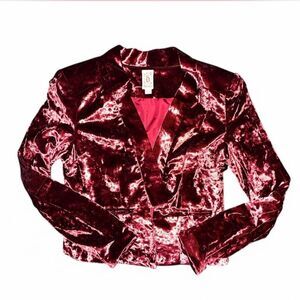 VTG Decree velvet-like crop blazer with shoulder pads size L
